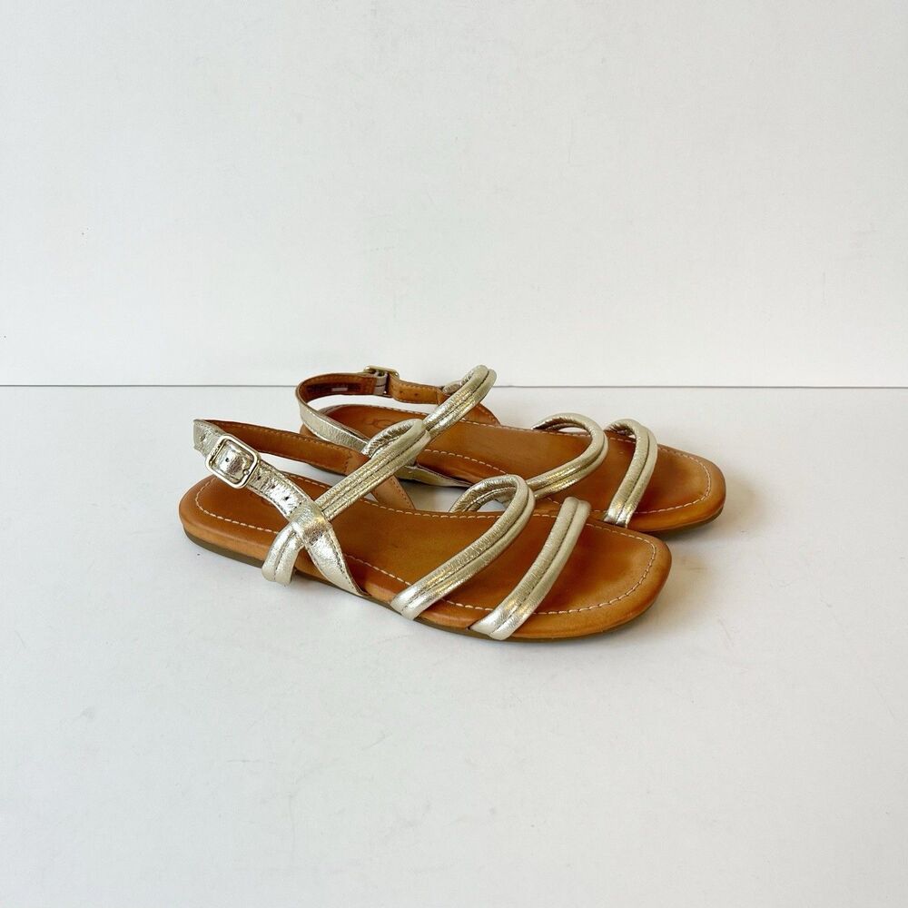 Ugg Mytis Women's Tan Gold Metallic Strappy Flat Sandals Resortwear Chic Size 5